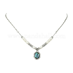 Colliers pour femmes avec pendentif ovale en nacre d'ormeau naturelle&nbsp;NJEW-JN06223
