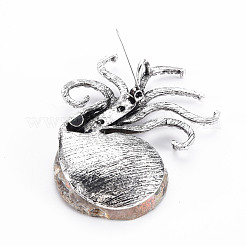 Булавка для броши из натуральной раковины в форме осьминога G-N333-013-RS