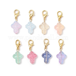 Прозрачные стеклянные кресты подвесные украшения&nbsp;HJEW-JM03349-02