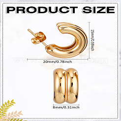 1 пара двухслойных серег-гвоздиков в форме буквы С из нержавеющей стали для женщин&nbsp;EJEW-LP0012-01G