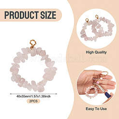 2 colgante de cuentas de cuarzo rosa natural&nbsp;PALLOY-TAC0232-02