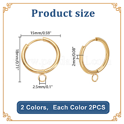 4 шт. двухцветная серьга-кольцо из нержавеющей стали STAS-LP0001-09