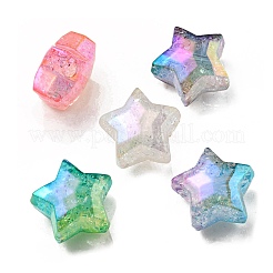 UVメッキ透明クラックルアクリルビーズ  グラデーションカラー  スター  ミックスカラー  20x21.5x13mm  穴：3mm&nbsp;X-OACR-P010-09