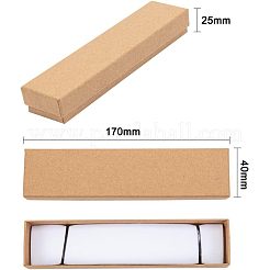 クラフト紙のボール紙ジュエリーボックス  ブレスレットボックス  長方形  バリーウッド  170x40x25mm&nbsp;CBOX-WH0001-C01