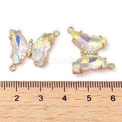 Facettierte Glasverbinder-Charms aus Messing mit Pavé-Fassung&nbsp;FIND-Z020-04P
