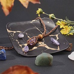 Fabrication de collier de pochette en macramé avec cordon ciré tressé réglable&nbsp;MAK-WH0008-02A