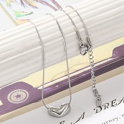 変色防止304ステンレススチールペンダントネックレス（女性用）  ハート  ステンレス鋼色  16.73インチ（42.5cm）&nbsp;NJEW-K255-17P