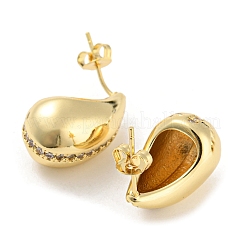 Латунные микро проложить серьги стержня кубического циркония&nbsp;EJEW-C066-07G