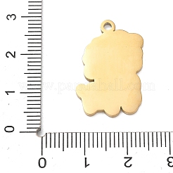 304ステンレスペンダント  犬のチャーム  艶出し  イオンプレーティング（ip）  ゴールドカラー  25x19x1.5mm  穴：1.9mm&nbsp;SA-CBAE115-08G