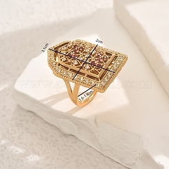 Кольца для женщин с геометрическим узором из латуни с микропаве из кубических цирконий&nbsp;LY2631-2