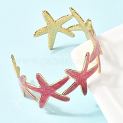 Браслеты-манжеты из нержавеющей стали 304 с эмалью для женщин&nbsp;BJEW-D408-34G