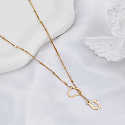 Collier lariat en acier inoxydable avec lettre et cœur pour femme 1 pièce&nbsp;NJEW-LP0002-87G-U