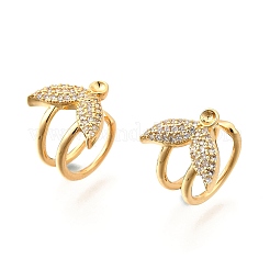 Фурнитура для ушей из латуни с микропаве из кубического циркония для женщин EJEW-F370-05G