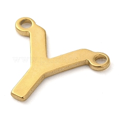 304ステンレススチールチャーム  18KGP本金メッキ  レターチャーム  文字y  10x11x1mm  穴：1mm&nbsp;STAS-Z074-04G-Y