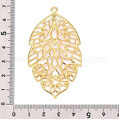アイアン製ペンダント  エッチングされた金属装飾  葉  ゴールドカラー  65x36.5x1.5mm  穴：2.5mm&nbsp;IFIN-T002-34G