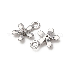 真鍮製マイクロパヴェキュービックジルコニアペンダント  花のチャーム  プラチナ  9.5x7.5x2mm  穴：1.4mm&nbsp;ZIRC-L105-04D-P
