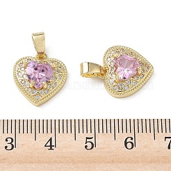 Ciondoli di San Valentino in ottone con micro pavé di zirconi cubici rosa perla&nbsp;KK-A299-14G