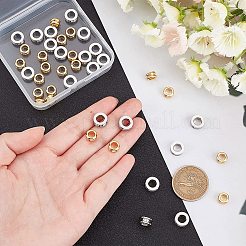 40 шт. 2-х цветные рифленые бусины из нержавеющей стали 304 STAS-UN0026-21