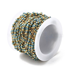 Цепи ручной работы из нержавеющей стали 304 и стеклянных бусин CHS-L031-01G-05