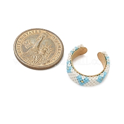 Стеклянные бусины с манжетными кольцами из нержавеющей стали 304 RJEW-MZ00031-02