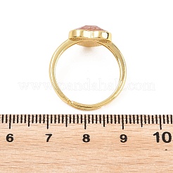 Fingerringe aus natürlichem Erdbeerquarz mit Messingverschlüssen&nbsp;G-H353-03G-05