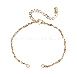 2 шт. 2 цвета 304 нержавеющая сталь сингапурская цепочка браслет изготовление AJEW-JB01321