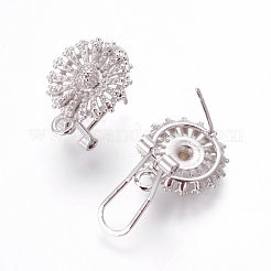 真鍮製スタッドピアスパーツ  カン付き  花  プラチナ  17.5x14.5x11mm  穴：1.8mm  ピン：0.7mm&nbsp;KK-O121-01P