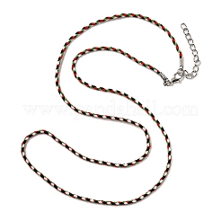 Изготовление ожерелья из плетеного круглого полихлопкового шнура толщиной 2 мм с застежками-клешнями из сплава и железными цепочками на концах NJEW-Q031-01E