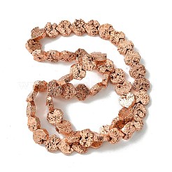 Fili di perle di roccia lavica naturale elettrodeposta&nbsp;G-H303-A09-RG01
