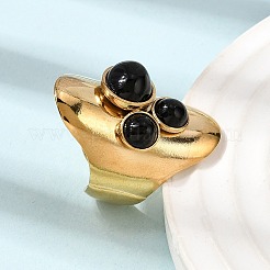 女性用304ステンレススチールオープンカフリング  オーバル  合成ターコイズ付き  ゴールドカラー  30.5mm  内径：18.2mm&nbsp;RJEW-K258-14G