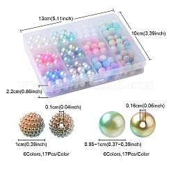 204шт 12 стиля abs пластиковые бусины с имитацией жемчуга OACR-YW0001-39