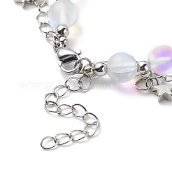 Многорядный браслет из круглых бусин из синтетического лунного камня BJEW-JB08857