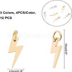 12 шт. 3 стиля круглых рифленых бусин из нержавеющей стали 304 STAS-UN0024-15