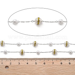 Круглые цепочки ручной работы из искусственного жемчуга и страз из АБС-пластика CHS-L028-03P-01