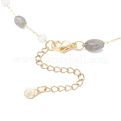 3 шт. 3 стиля латунные ручная работа натуральный морганит и аметист и лабрадорит самородки звеньевая цепь сплав эмаль морская звезда кулон ожерелья для женщин NJEW-JN05366