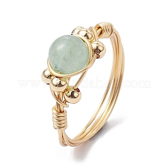 Женское кольцо на палец из медной проволоки с натуральным драгоценным камнем RJEW-JR00624