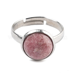 Полукруглые перстни из натурального родонита&nbsp;RJEW-M062-01P-42