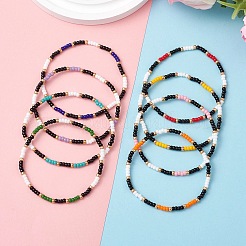 8 шт. браслеты из стеклянных бусин для женщин и мужчин&nbsp;BJEW-MZ00275