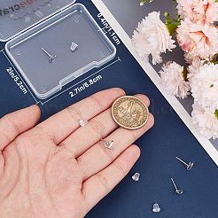 2 пара полых сердец с родиевым покрытием&nbsp;EJEW-BBC0001-33P