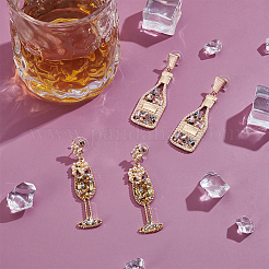 2 пара 2 стилей сережек-гвоздиков из сплава со стразами EJEW-UN0002-77