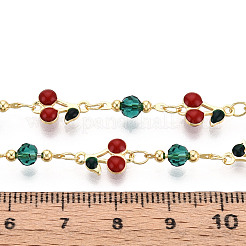 Латунные эмалевые цепочки из вишневых звеньев KK-T074-76G