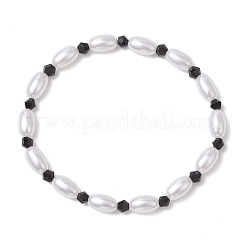 Эластичные браслеты из АБС-пластика с имитацией жемчуга и бусинами&nbsp;BJEW-JB11908