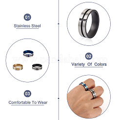 6 шт. 3-х цветные простые кольца из нержавеющей стали RJEW-CF0001-03