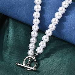 Белые круглые пластиковые жемчужные бусы диаметром 8 мм для женщин&nbsp;NJEW-L469-01P