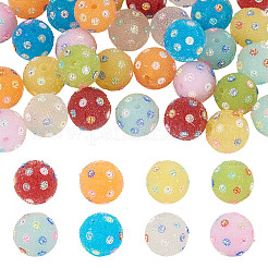 40 шт. 8-х цветные бусины из акриловой смолы ручной работы со стразами&nbsp;CLAY-TA0001-90B