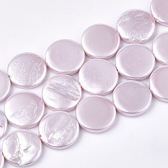 スプレー塗装淡水シェルビーズ連売り  パールカラーのスタイル  フラットラウンド  ミックスカラー  16x3~4mm  穴：1mm  25個/連  15.7インチ&nbsp;SHEL-S274-53