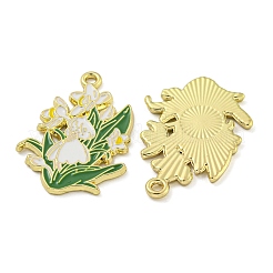 合金エナメルチャーム  ゴールドカラー  花のチャーム  ホワイト  30.5x21.5x1.5mm  穴：2mm  10個/セット&nbsp;FIND-Z049-01G-B