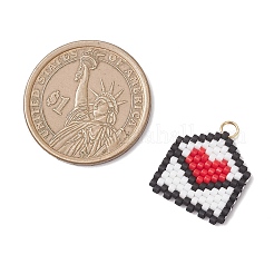 Подвески-конверты в форме сердечек из бисера PALLOY-MZ01092-02