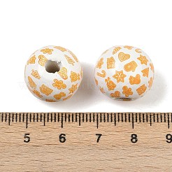 Рождественские печатные европейские бусины из дерева схима&nbsp;WOOD-I015-01C