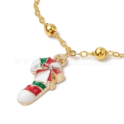 Bracelets à breloques en alliage émaillé en forme de canne à sucre de Noël&nbsp;BJEW-JB11307